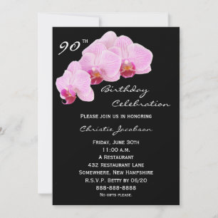 90th Birthday Party Invitation Orchids
