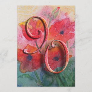 90th Birthday Party Invitation - Poppies