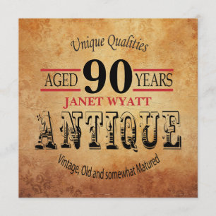 90th Birthday Party Invitation Vintage - DIY Age