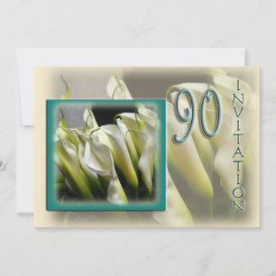 90th Birthday Party Invitation - White Callas