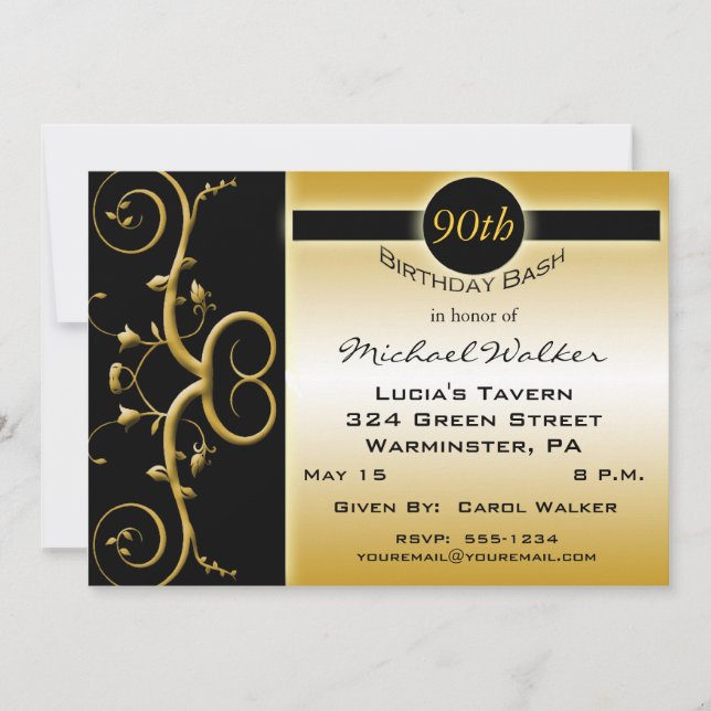 90th Birthday Party Invitations (Front)