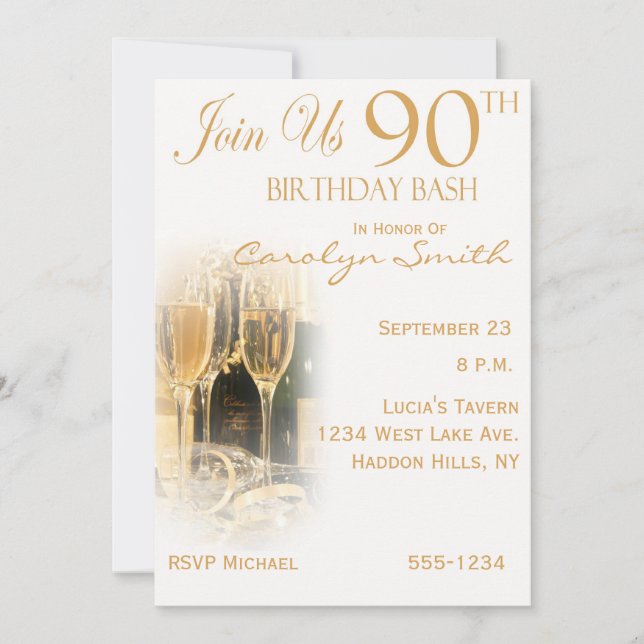 90th Birthday Party Invitations (Front)