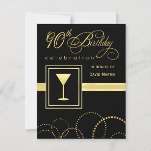 90th Birthday Party Invitations - with Monogram