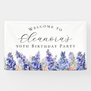90th Birthday Party July Birth Flower Welcome Banner