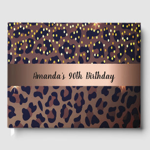 90th Birthday Party leopard print Guest Book