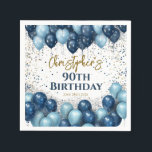 90th Birthday Party Navy Balloons Napkin<br><div class="desc">A gorgeous 90th birthday party or celebration paper napkin. This fabulous gold and royal blue balloons design is the perfect tableware to decorate your table for a 90th celebration or ninetieth party.</div>