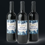 90th Birthday Party Navy Balloons Wine Label<br><div class="desc">A gorgeous 90th birthday party or celebration wine bottle label. This fabulous royal and light blue and gold balloons design is the perfect bottle label to decorate your wine or drinks bottles for an 90th celebration or ninetieth party.</div>