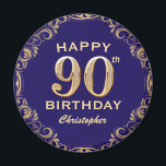 90th Birthday Party Navy Blue and Gold Glitter Magnet<br><div class="desc">90th Birthday Party Navy Blue and Gold Glitter Frame Magnet. For further customisation,  please click the "Customise it" button and use our design tool to modify this template.</div>