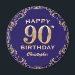 90th Birthday Party Navy Blue and Gold Glitter Magnet<br><div class="desc">90th Birthday Party Navy Blue and Gold Glitter Frame Magnet. For further customisation,  please click the "Customise it" button and use our design tool to modify this template.</div>