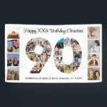 90th Birthday Party Number 90 Photo Collage Banner<br><div class="desc">Mark ninety years of wonderful memories and adventures with this captivating 90th Birthday Number Photo Collage. This customisable template is the perfect blend of creativity and sentiment, allowing you to create a truly memorable gift for your loved one's special day. Capture the essence of incredible years in a single masterpiece...</div>