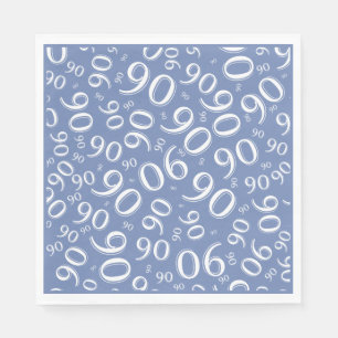 90th Birthday Party Number Pattern Blue/White Napkin