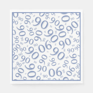 90th Birthday Party Number Pattern Blue/White Napkin