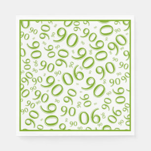 90th Birthday Party Number Pattern Green/White Napkin