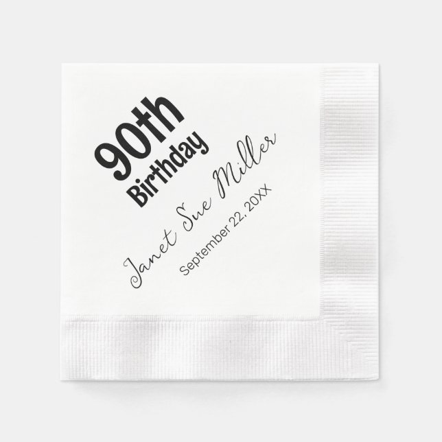 90th Birthday Party Paper Napkins (Front)