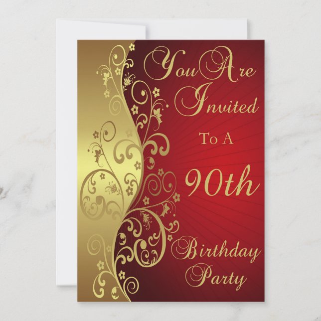90th Birthday Party Personalised Invitation (Front)