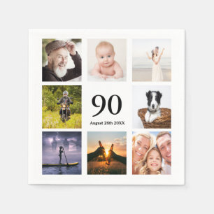 90th birthday party photo collage guys napkin