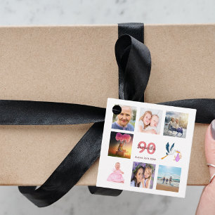 90th birthday party photo collage thank you favour tags