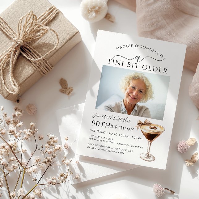 90th Birthday Party Photo  Espresso Martini Invitation (Creator Uploaded)