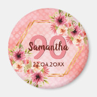 90th birthday party pink floral save the date