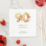 90th Birthday Party Pretty Floral Gold Number 90 Napkin<br><div class="desc">90th birthday party napkins with gold number 90 decorated with pretty flowers. Feminine and elegant design with watercolor floral arrangements in shades of pink yellow orange and purple. Perfect for 90th birthday celebration,  spring or summer birthday lunch,  garden tea party etc.</div>