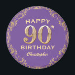 90th Birthday Party Purple and Gold Glitter Frame Magnet<br><div class="desc">90th Birthday Party Purple and Gold Glitter Frame Magnet. For further customisation,  please click the "Customise it" button and use our design tool to modify this template.</div>