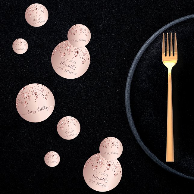 90th birthday party rose gold pink stars glam confetti (Creator Uploaded)