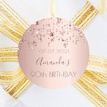 90th birthday party rose gold stars classic round sticker<br><div class="desc">A sticker, favour tag for a girly 90th birthday party. A rose gold background with an elegant rose gold stars. Template for name, date age 90. The name is written in dark rose gold with a large modern hand lettered style script. Perfect as evelope seal, for favours or thank you...</div>