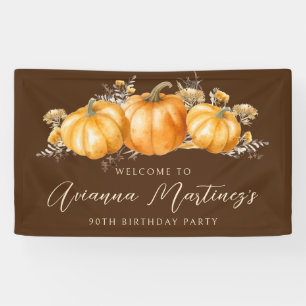 90th Birthday Party Rustic Boho Fall Pumpkin Banner