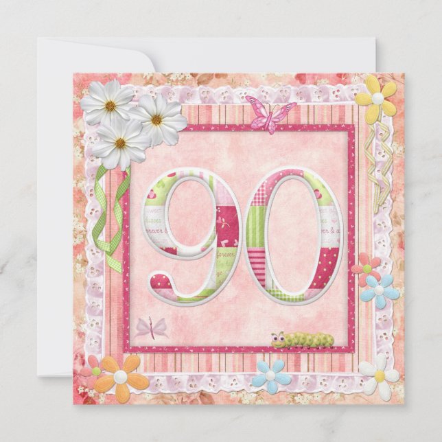 90th birthday party scrapbooking style invitation (Front)