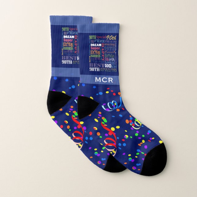 90th Birthday Party Special Personalised Monogram Socks (Pair)