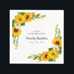 90th Birthday Party Sunflower Daisy Custom Napkin<br><div class="desc">Elegant and classy yellow sunflower,  peony and white daisy floral napkins. Three lines of text let you personalise your table decor.</div>
