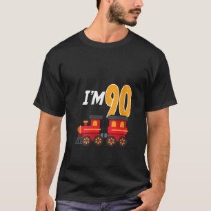 90th Birthday Party Train Toy 90 Year Old Funny B  T-Shirt