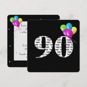 90th Birthday Party with balloon bunch Invitation
