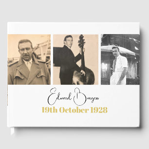 90th Birthday Personal 3 Photo Momento Birthday Guest Book