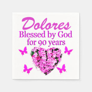 90TH BIRTHDAY PERSONALIZED PINK FLORAL NAPKINS