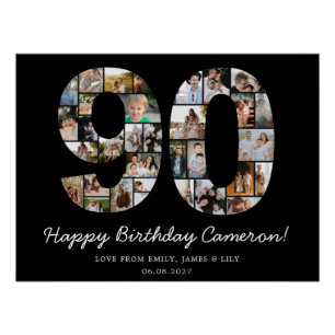 90th Birthday Photo Collage 90th Birthday Gift Poster