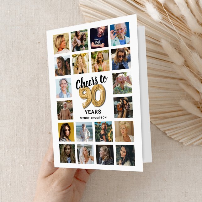 90th Birthday Photo Collage Card (Creator Uploaded)