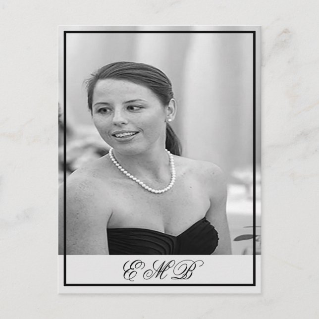 90th Birthday Photo Monogram  Elegant  Birthday Postcard (Front)