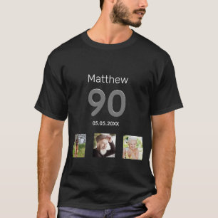90th birthday photo monogram guy T-Shirt
