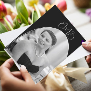 90th Birthday Photo White Black Elegant Birthday Invitation