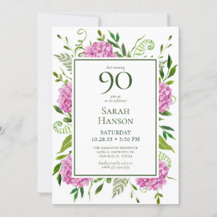 90th Birthday Pink Hydrangeas Card Request 