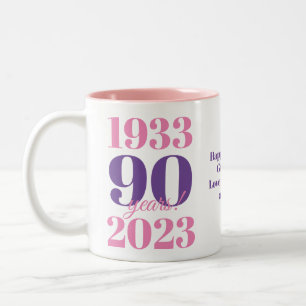 90th Birthday Pink Special Date Two-Tone Coffee Mug