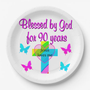 90TH BIRTHDAY PRAYER PAPER PLATE