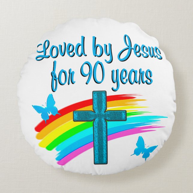 90TH BIRTHDAY PRAYER ROUND CUSHION (Front)