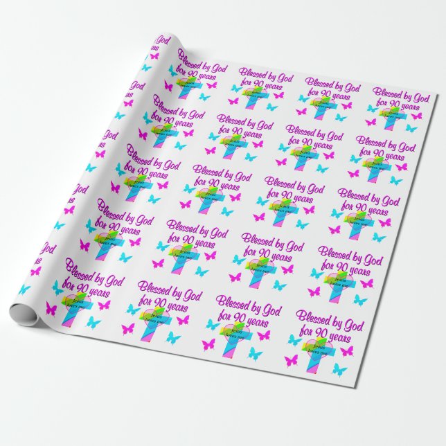 90TH BIRTHDAY PRAYER WRAPPING PAPER (Unrolled)