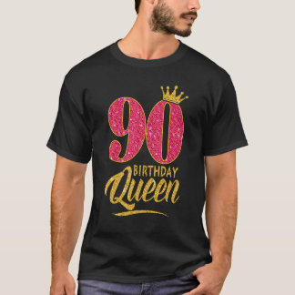 90th Birthday Queen 90 Years Old Girl Crown pink T-Shirt
