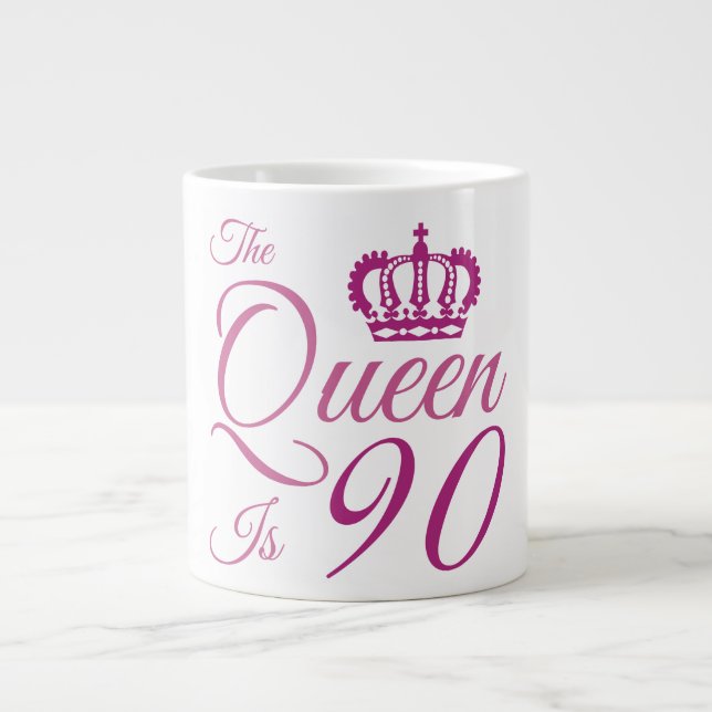 90th Birthday Queen Large Coffee Mug (Front)