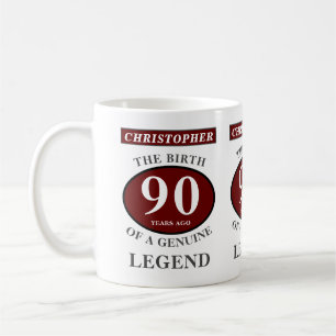 90th Birthday Red Genuine Legend Add Your Name Coffee Mug