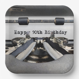 90th Birthday Retro Typewriter    Paper Plate