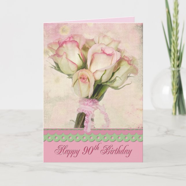 90th Birthday rose bouquet Card (Front)
